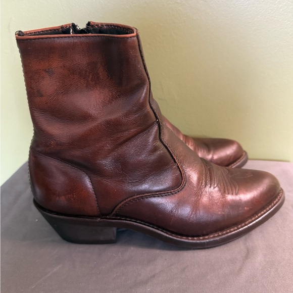 Laredo Men's‎ 8.5 EW Fletcher Brown Leather Western Side-zip Cowboy Boots 62004